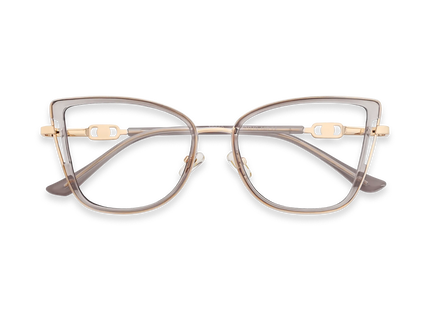 Hailey Gold/Crystal Grey Cat Eye Glasses-Font View 1
