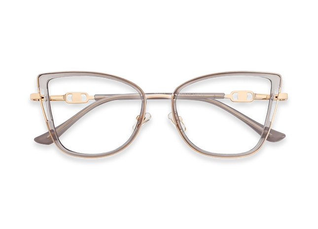 Hailey Gold/Crystal Grey Cat Eye Glasses-Font View 1