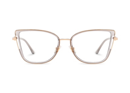 Hailey Gold/Crystal Grey Cat Eye Glasses-Front Unfolded View 2