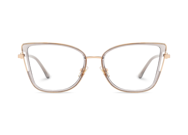 Hailey Gold/Crystal Grey Cat Eye Glasses-Front Unfolded View 2