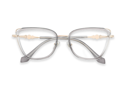 Hailey Gold/Crystal Grey Cat Eye Glasses-Front view 01