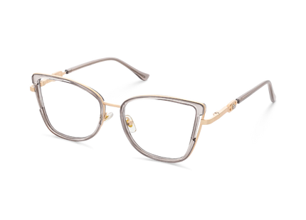 Hailey Gold/Crystal Grey Cat Eye Glasses-Side Angle View 3