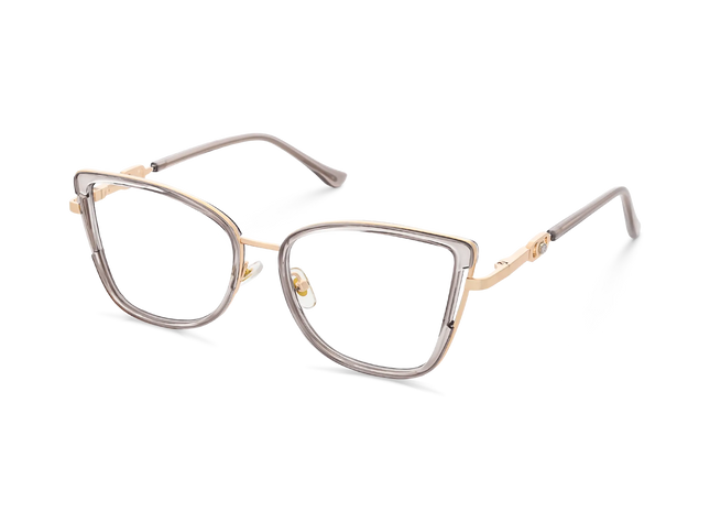 Hailey Gold/Crystal Grey Cat Eye Glasses-Side Angle View 3