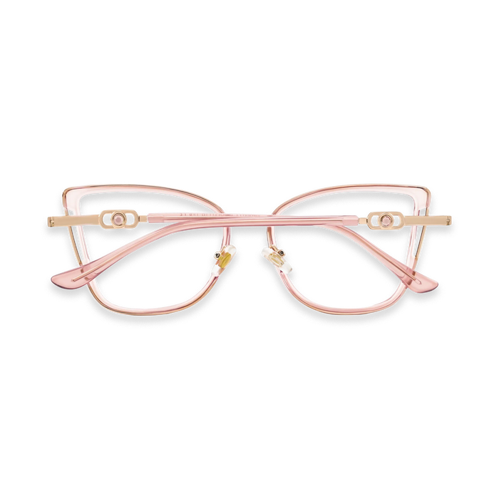 Hailey Gold/Crystal Pink Cat Eye Glasses - Black View 5