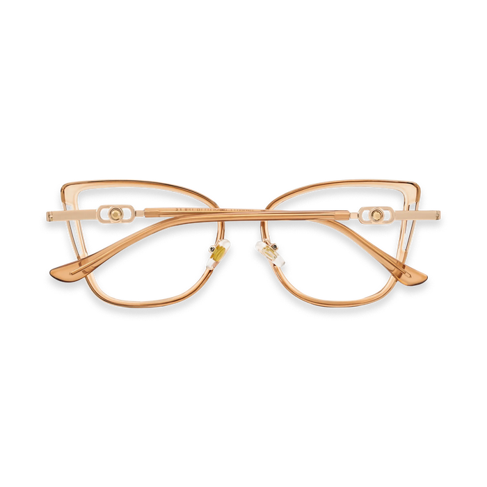 Hailey Gold/Light Brown Cat Eye Glasses-Back View 5