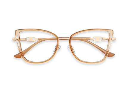 Hailey Gold/Light Brown Cat Eye Glasses-Front view 1