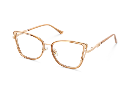 Hailey Gold/Light Brown Cat Eye Glasses-Side Angle View 3