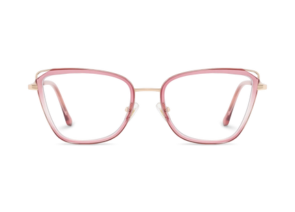Hailey Gold/Rose Pink Cat Eye Glasses-Front Unfolded View 2