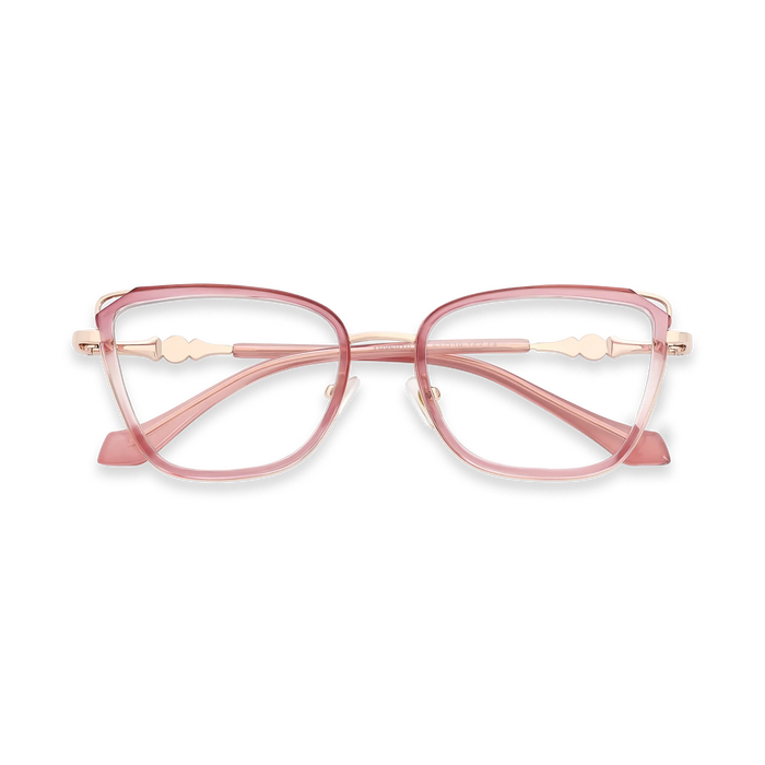 Hailey Gold/Rose Pink Cat Eye Glasses-Front view 1