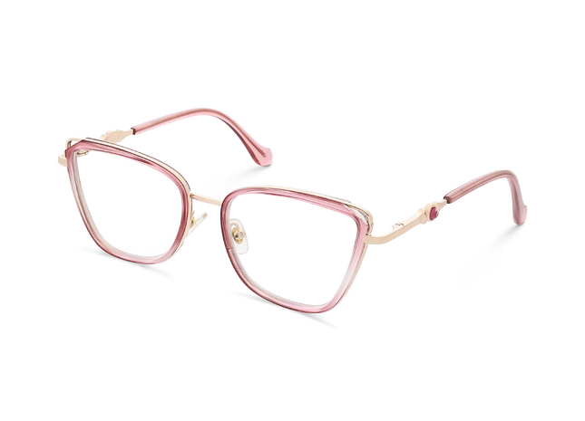 Hailey Gold/Rose Pink Cat Eye Glasses-Side Angle View 3