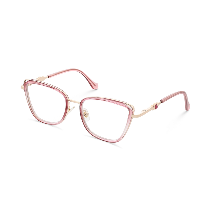 Hailey Gold/Rose Pink Cat Eye Glasses-Side Angle View 3