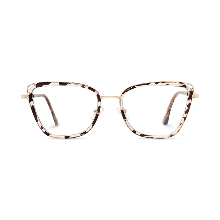 Hailey Gold/Tortoise Cat Eye Glasses-Front Unfolded View 2
