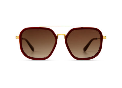 Halle gold maroon frame brown gradient lens 1