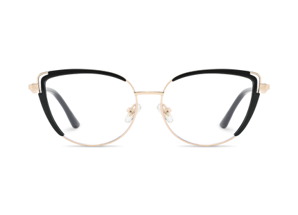 Lillian Gold/Black Cat Eye Glasses-Front Unfolded View 2