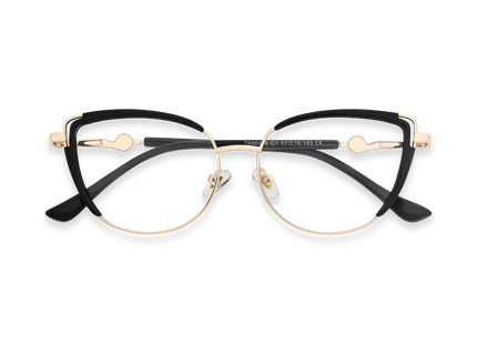 Lillian Gold/Black Cat Eye Glasses-Front View 1