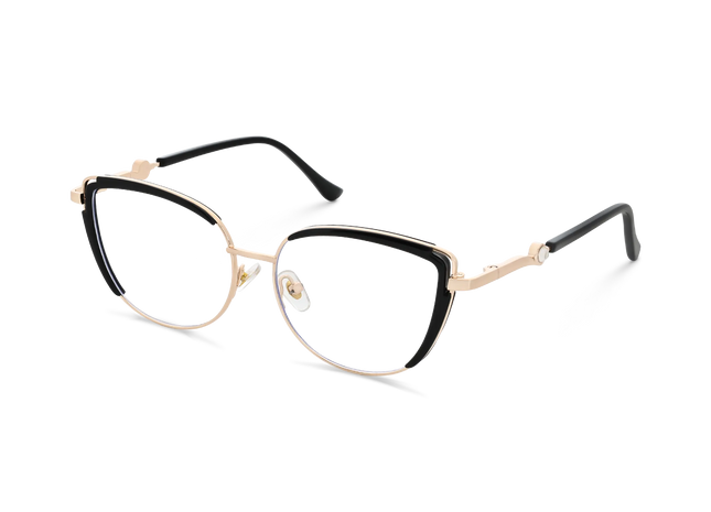 Lillian Gold/Black Cat Eye Glasses-Side Angle View 3