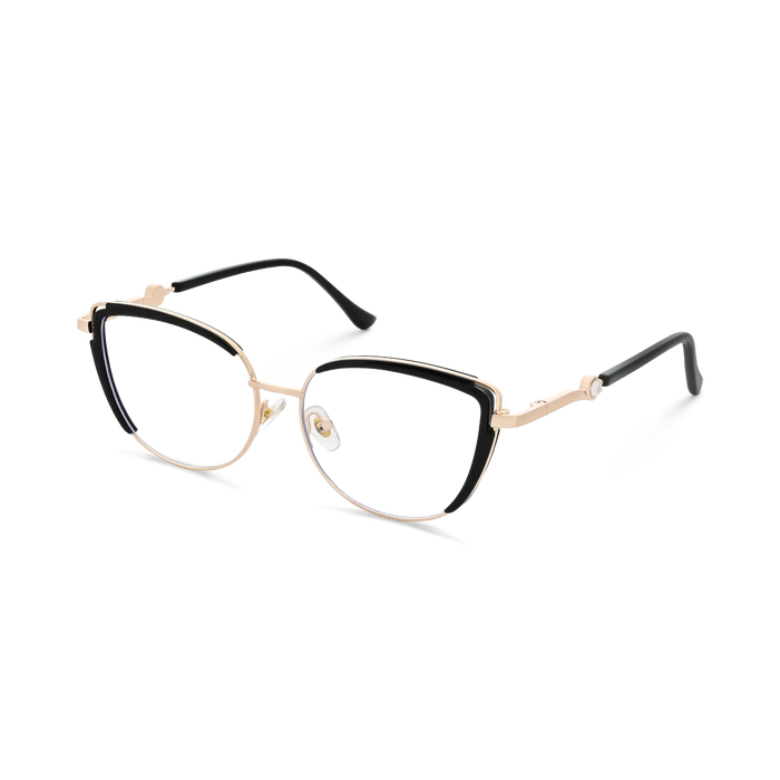 Lillian Gold/Black Cat Eye Glasses-Side Angle View 3