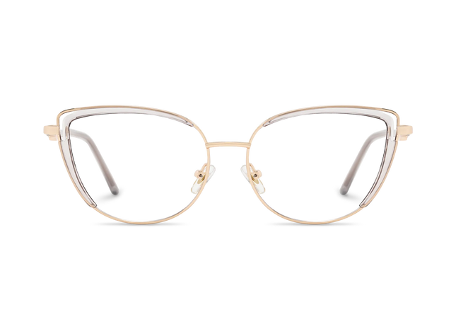 Lillian Gold/Crystal Grey Cat Eye Glasses-Front Unfolded View 2