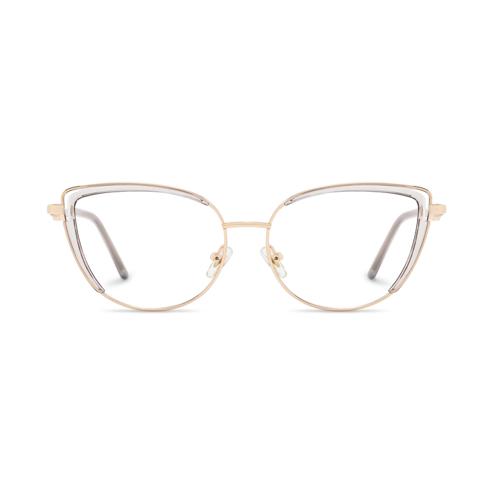 Lillian Gold/Crystal Grey Cat Eye Glasses-Front Unfolded View 2