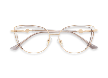 Lillian Gold/Crystal Grey Cat Eye Glasses-Front View 1
