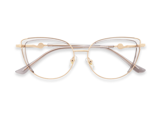 Lillian Gold/Crystal Grey Cat Eye Glasses-Front View 1