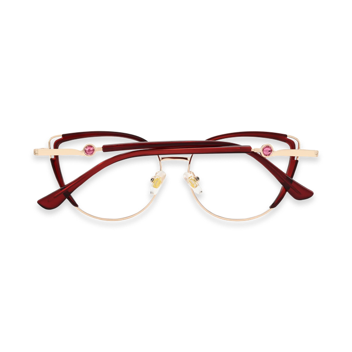 Lillian Gold/Crystal Red Cat Eye Glasses-Back View 5