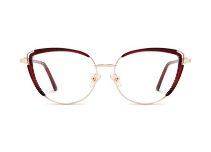 Lillian Gold/Crystal Red Cat Eye Glasses-Front Unfolded View 2