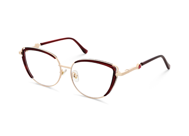 Lillian Gold/Crystal Red Cat Eye Glasses-Side Angle View 3