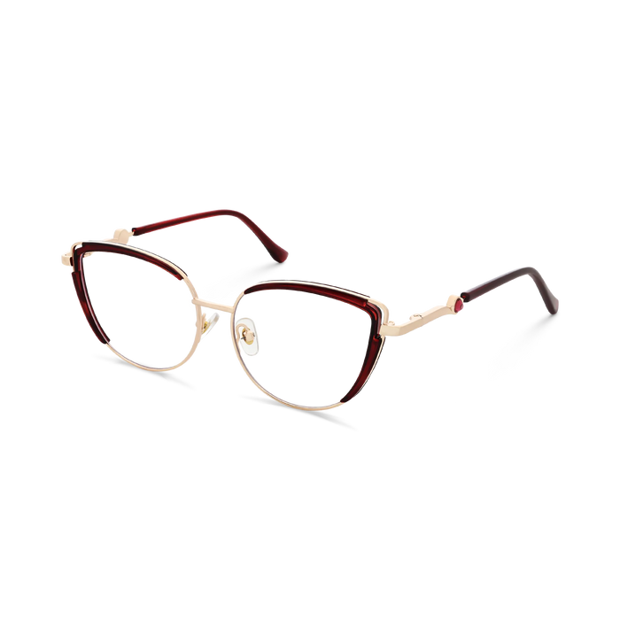 Lillian Gold/Crystal Red Cat Eye Glasses-Side Angle View 3