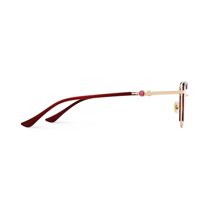 Lillian Gold/Crystal Red Cat Eye Glasses-Side View 4