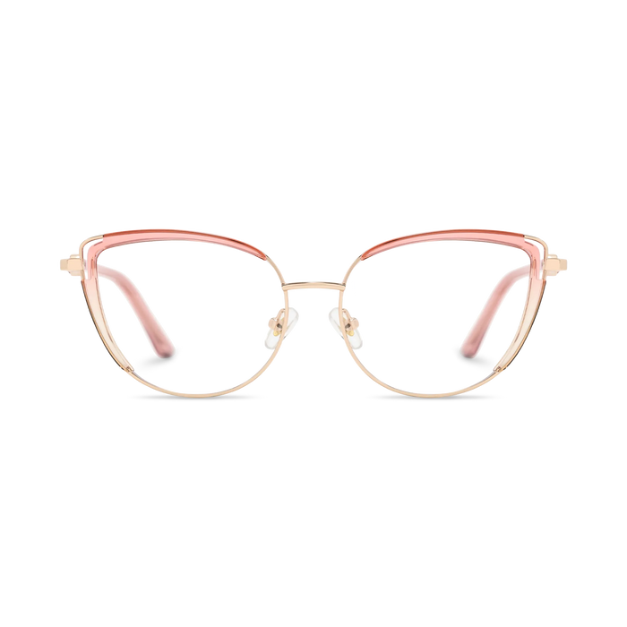 Lillian Gold/Pink Cat Eye Glasses-Front Unfolded View 2