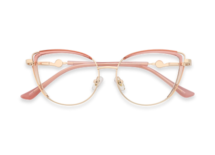 Lillian Gold/Pink Cat Eye Glasses-Front View 1