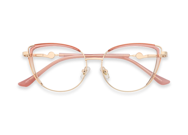 Lillian Gold/Pink Cat Eye Glasses-Front View 1