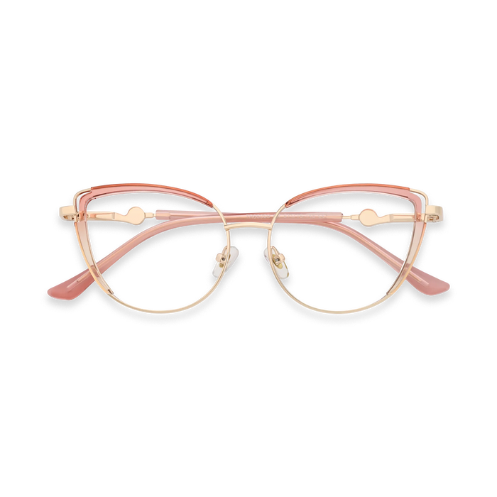 Lillian Gold/Pink Cat Eye Glasses-Front View 1
