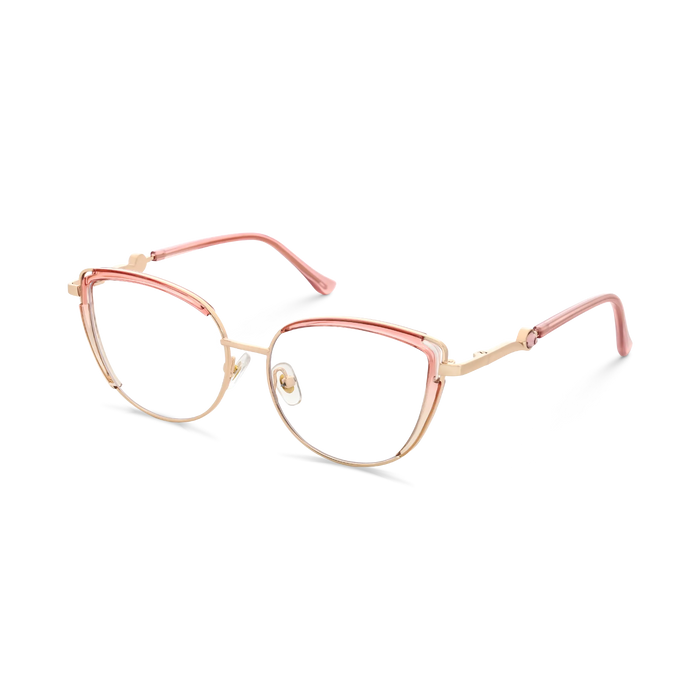 Lillian Gold/Pink Cat Eye Glasses-Side Angle View 3