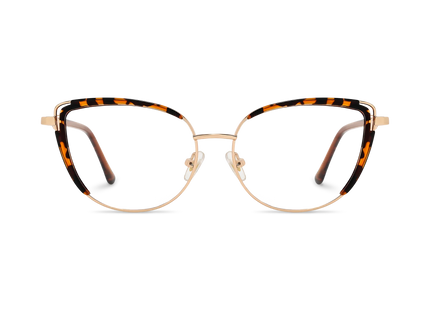 Lillian Gold/Tortoise Cat Eye Glasses-Front Unfolded View 2