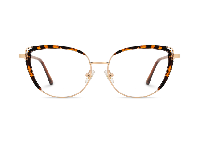 Lillian Gold/Tortoise Cat Eye Glasses-Front Unfolded View 2