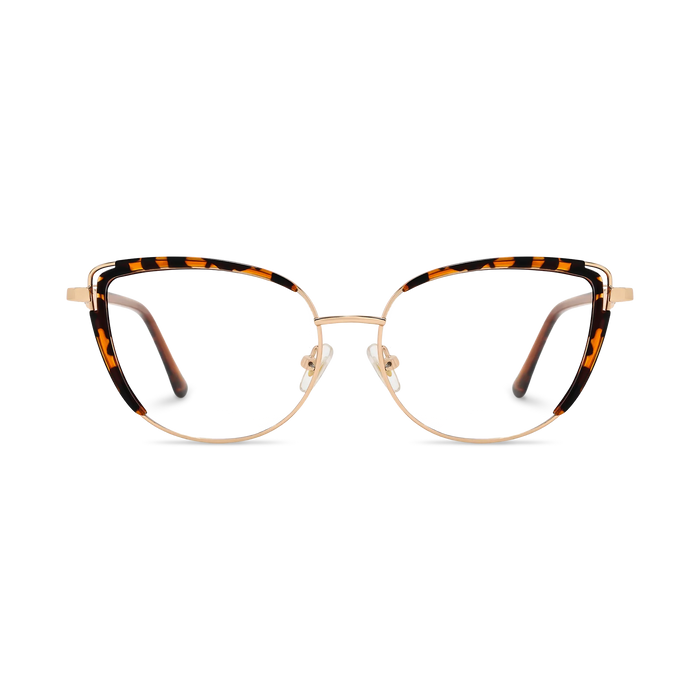 Lillian Gold/Tortoise Cat Eye Glasses-Front Unfolded View 2