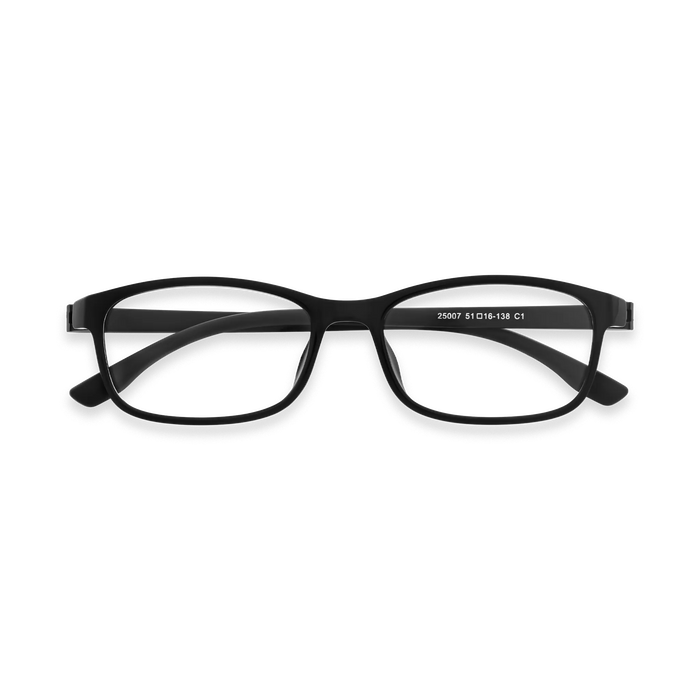 Milo Black rectangular full-rim glasses, front view 