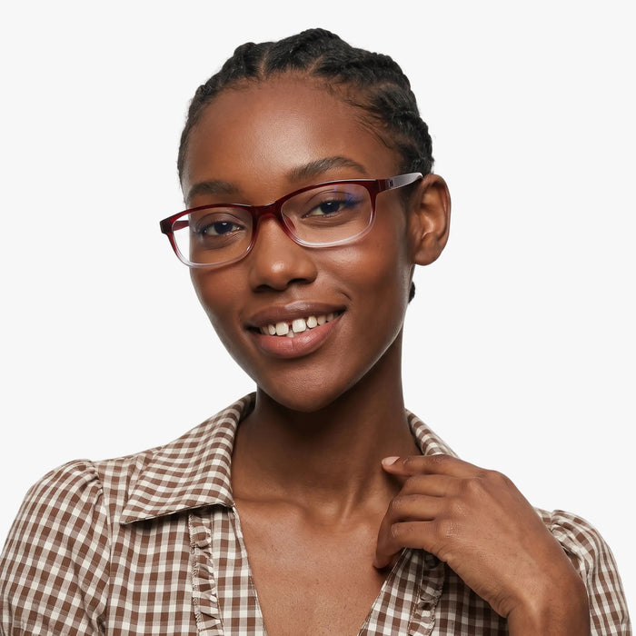 Milo angled view of red gradient full-rim eyeglasses 4