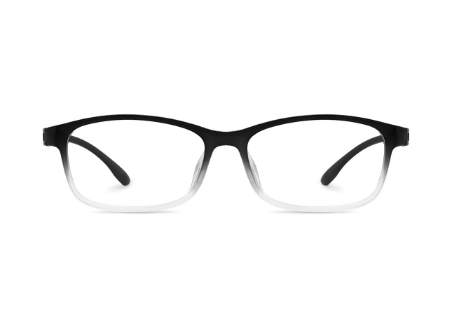 Milo front view of open black gradient full-rim eyeglasses 02