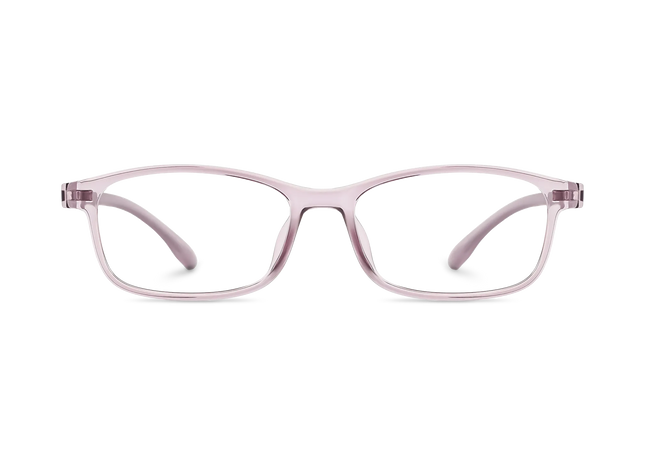 Milo front view of open light pink full-rim eyeglasses 02