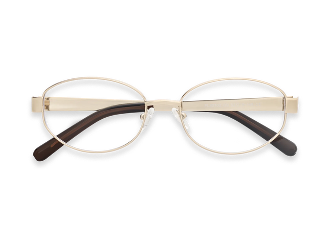Nelly Gold/Dark Brown Round Glasses 1