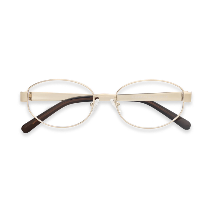 Nelly Gold/Dark Brown Round Glasses 1