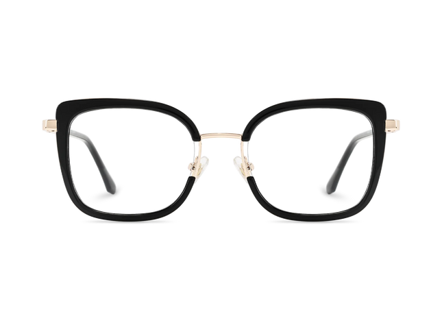 Riley Black/Gold Square Glasses-Front Unfolded View 2