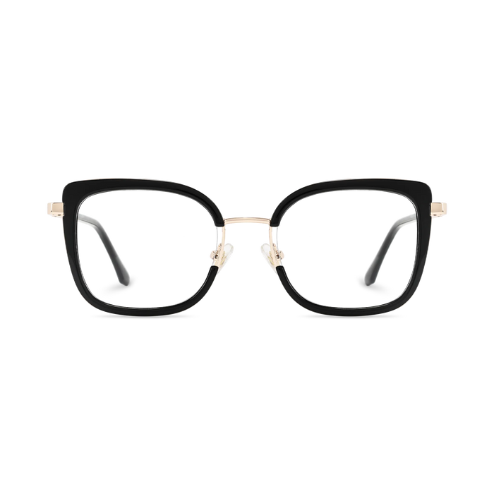 Riley Black/Gold Square Glasses-Front Unfolded View 2
