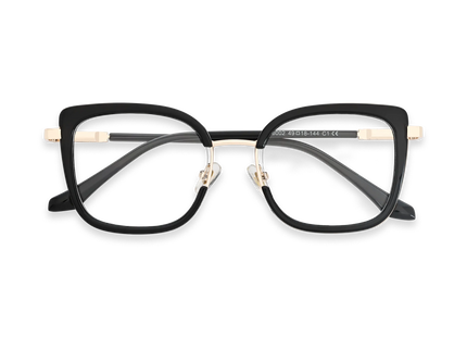 Riley Black/Gold Square Glasses-Front View 1