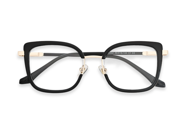 Riley Black/Gold Square Glasses-Front View 1
