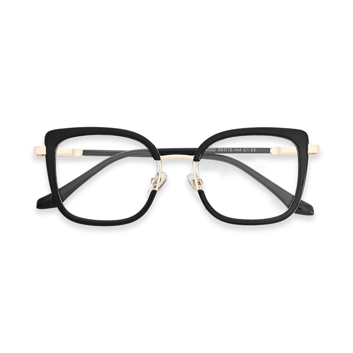 Riley Black/Gold Square Glasses-Front View 1