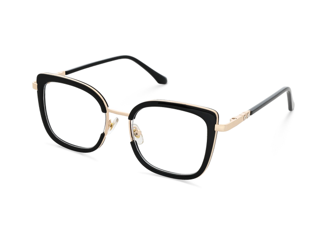 Riley Black/Gold Square Glasses-Side Angle View 3